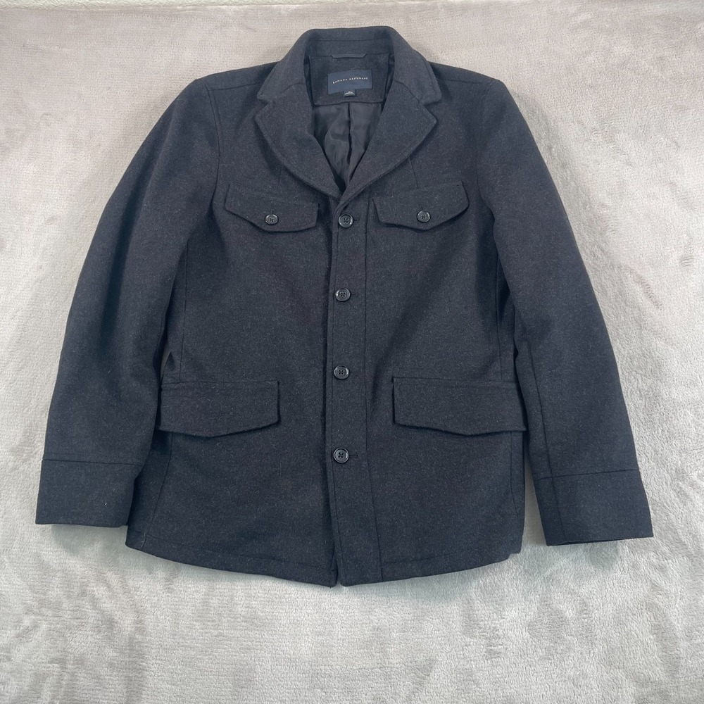 Banana Republic Jacketโ Coat Men Medium Grey Wool Cashmere Blend Lined Pockets